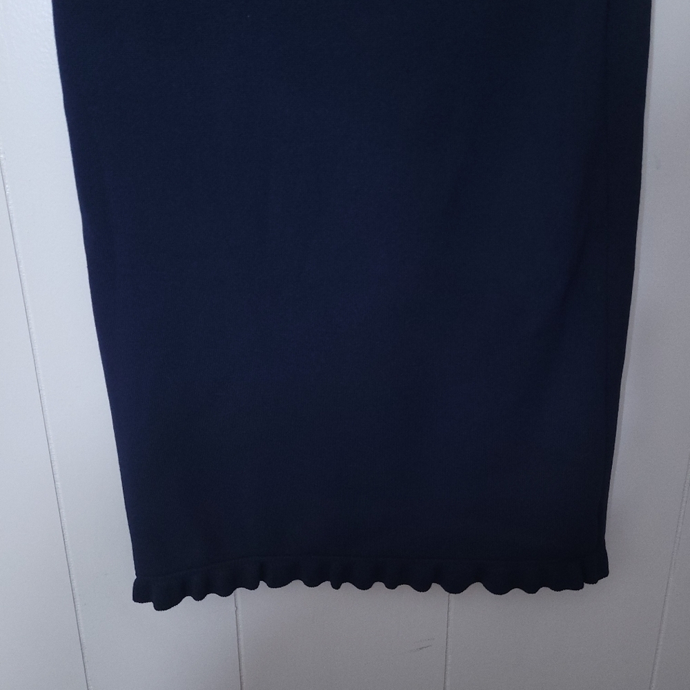 Ann Taylor LOFT Navy Blue Ruffle Pencil Skirt Midi Stretch Size M NWT - Picture 6 of 8